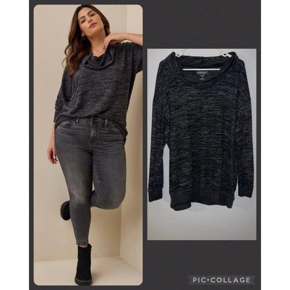 Super Soft Plush Cowl Neck Long Sleeve Tunic Sweatshirt